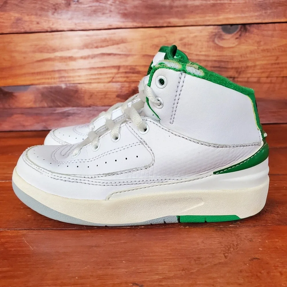Nike Air Jordan 2 Retro Shoes Toddler 10.5C White Green Sneakers DQ8564-103